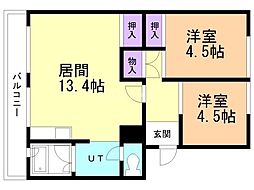 札幌西月寒団地1号棟 4階/-