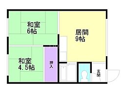 寺田ハイツ 2DKの間取図画像