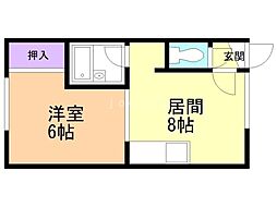 ラポール真栄 1LDKの間取図画像