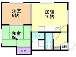 コーポラス藤野 2LDKの間取図画像
