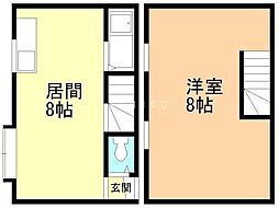 AMS水車町 1LDKの間取図画像