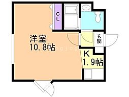 グランメール南郷14 1Kの間取図画像