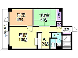 シャレード藤1 2LDKの間取図画像