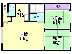 コーポアベニュー 2LDKの間取図画像