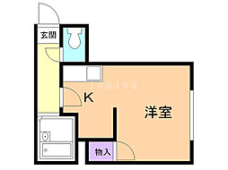 ニキハウス平岡 ワンルームの間取図画像