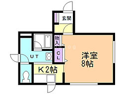 ネクステージュ中の島 1Kの間取図画像