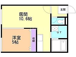 プルミエールミウヴィ 1LDKの間取図画像