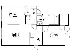 フォレスタ西岡 2LDKの間取図画像
