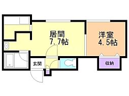 サークル1澄川B棟 1LDKの間取図画像