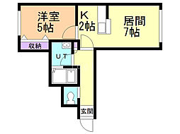 ドリームハウス月寒 1LDKの間取図画像