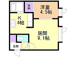 R64 1LDKの間取図画像