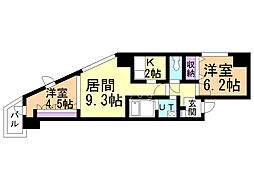 カサトレス・ルナ 2LDKの間取図画像