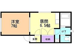 カリン 1DKの間取図画像