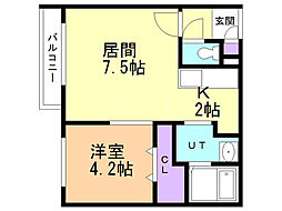 リトス美園 1LDKの間取図画像