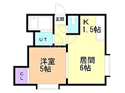 フロンティア平岸 1DKの間取図画像