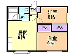 メゾンドヒル33 2LDKの間取図画像