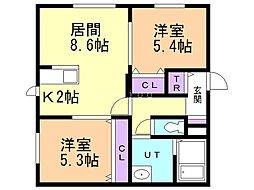 エレンシア 2LDKの間取図画像