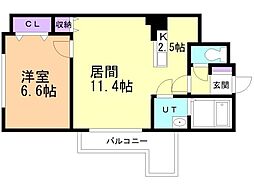 サイレンスミルティーユ 1LDKの間取図画像