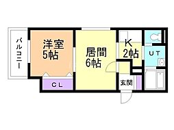 サザンフィールド豊平公園 1LDKの間取図画像