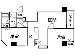 メープル中の島 2LDKの間取図画像