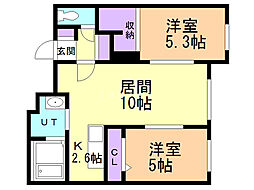 アッサンブラージュC.T.W. 2LDKの間取図画像
