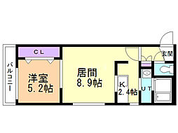 ソレイユ平岸 1LDKの間取図画像