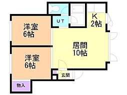 ルミエール伊林 2LDKの間取図画像