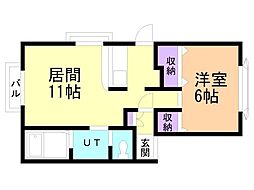 カーサ真駒内 1LDKの間取図画像