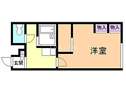 レオパレスリベェール1 1Kの間取図画像