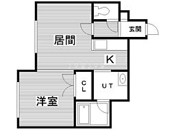 インペリアルビレッジ平岸 1LDKの間取図画像