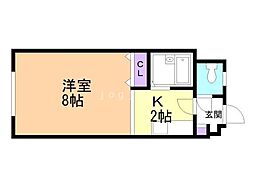 クリア美しが丘 1Kの間取図画像
