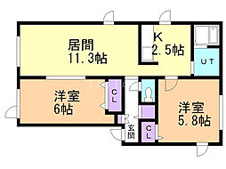 シャーメゾンレーヴ 2LDKの間取図画像
