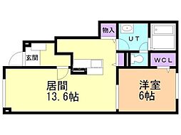 緑ヶ丘テラス 1LDKの間取図画像