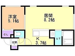 ルミエールFPC 1LDKの間取図画像