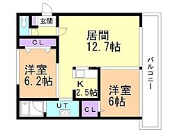 香風館壱番 2LDKの間取図画像