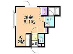 アミーナ2 1Kの間取図画像