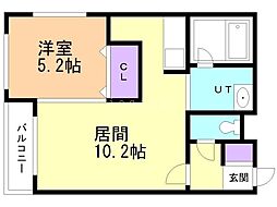 ヴィアーレ平岸 1LDKの間取図画像