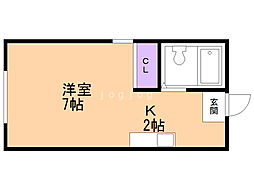 プレザント中村 1Kの間取図画像