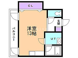 ペルドゥエープス藻岩 ワンルームの間取図画像