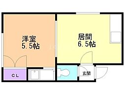 美園4・3ビル 1DKの間取図画像