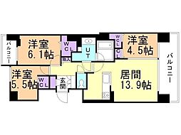 札幌市豊平区月寒中央通10丁目マンション 3LDKの間取図画像