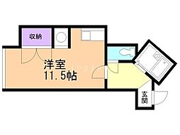 メゾンエクレーレ中の島 ワンルームの間取図画像