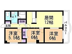 アーデンヒル 3LDKの間取図画像
