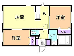 プラザ平岸 2LDKの間取図画像