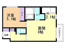 グランメールメイビス 1LDKの間取図画像
