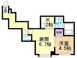 エクエス月寒 1LDKの間取図画像