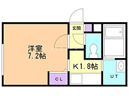 ルラーシェ中の島 1Kの間取図画像