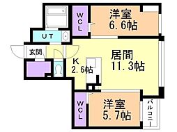 ミュンヘンスクエア1番館 2LDKの間取図画像