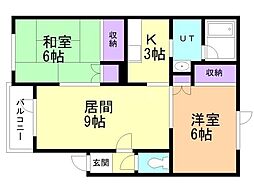 キボハット 2LDKの間取図画像