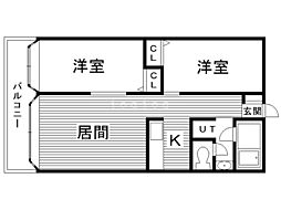 シャレード藤1 2LDKの間取図画像